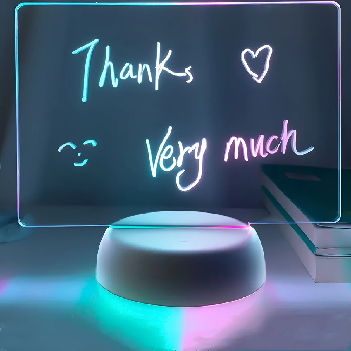 White 3D light acrylic handwritten message board with USB 5V touch switch and RGB seven colour dimming, 95 x 40 mm