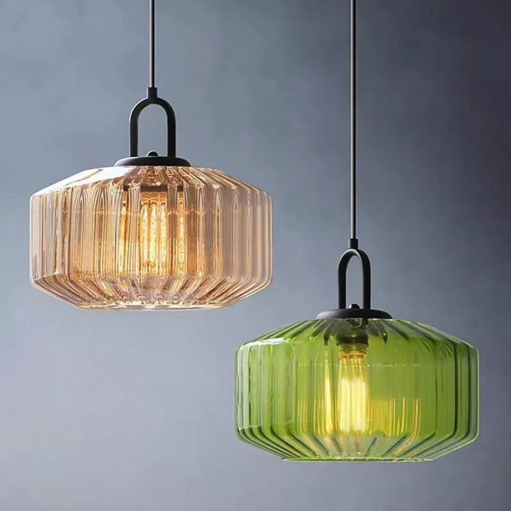 High grade stained glass chandelier modern simplicity amber warm light ceiling fixture