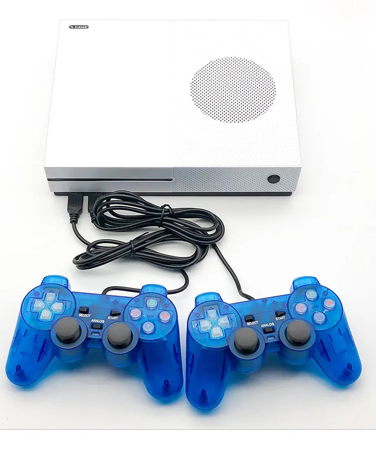White Arcade Xgame wired game console with HDMI interface, ABS body, and two joystick controllers