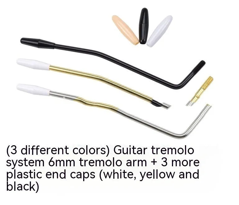 Electric guitar single shake crank tremolo arm with gold, silver, or black finish and 5MM or 6MM thread