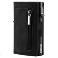 Ancient carbon fiber pattern men's wallet in genuine leather with anti-theft swiping protection, black colour