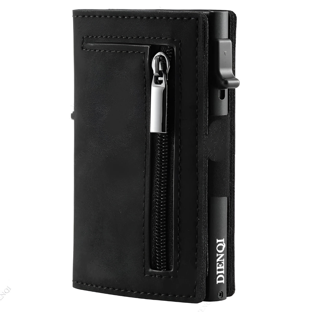 Ancient carbon fiber pattern men's wallet in genuine leather with anti-theft swiping protection, black colour