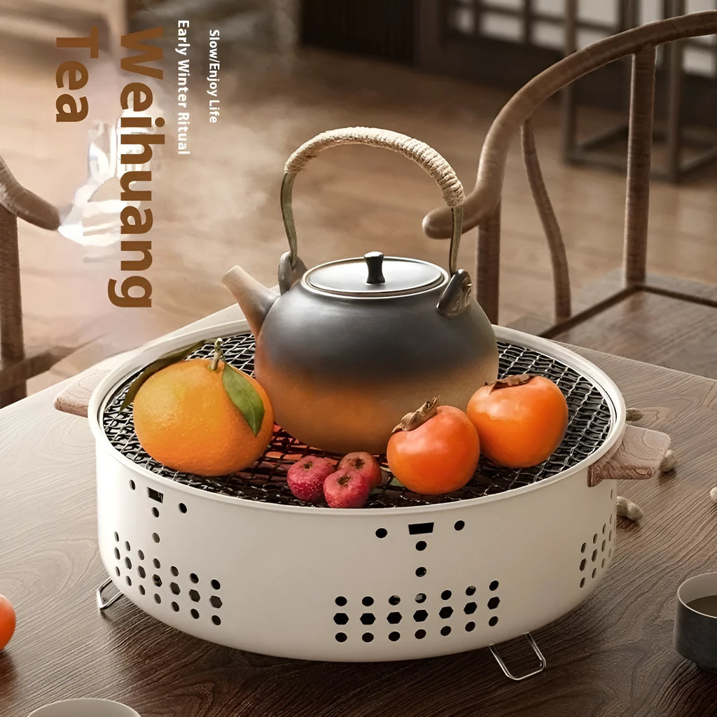 Modern portable indoor charcoal stove with grill rack for tea cooking