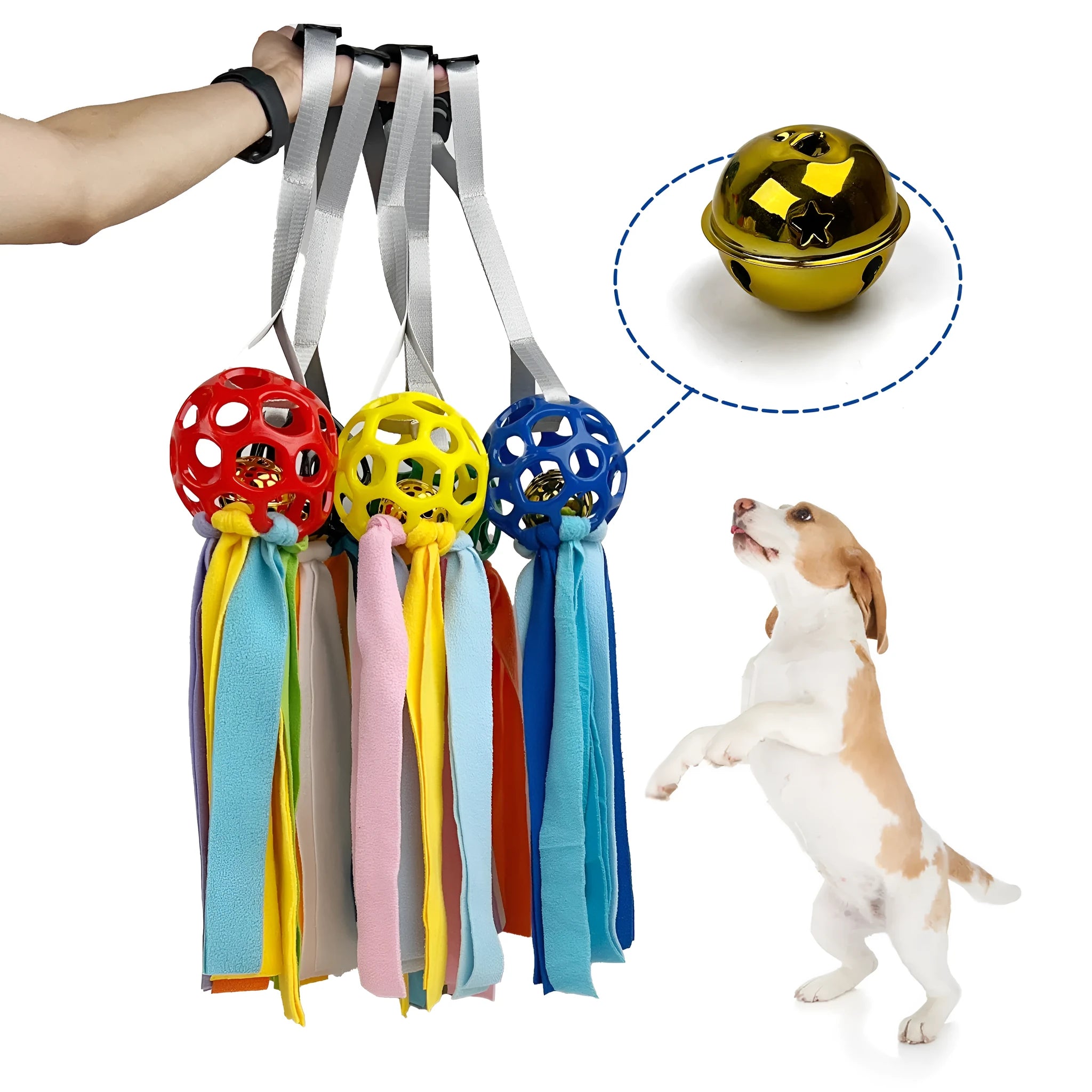 Interactive hollow ball pet toy with TPR sound mechanism in multiple colours for dogs and cats