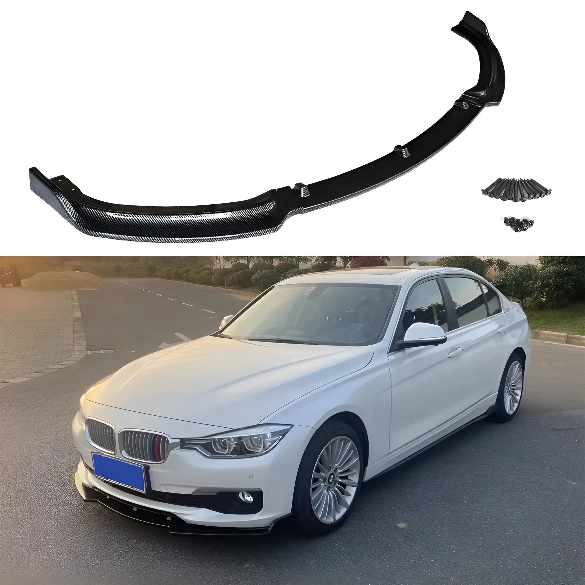 BMW 3 Series F30 F35 black polypropylene front bumper lip spoiler