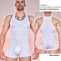 Men's striped nylon jumpsuit in black, white or dark grey with vertical pattern