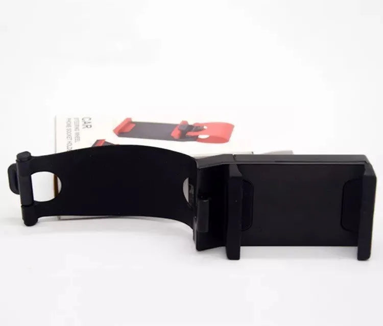 Steering wheel mobile phone holder in five colour options showing compact 75mm ABS construction
