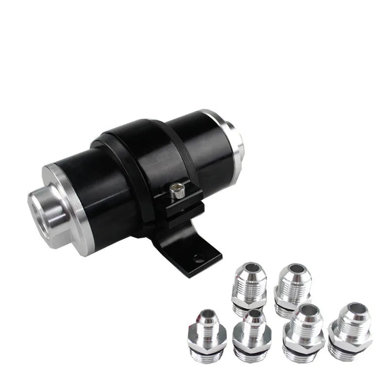Aluminium alloy petrol filter bracket shown in available colours: black, silver, blue, red, gold, purple.