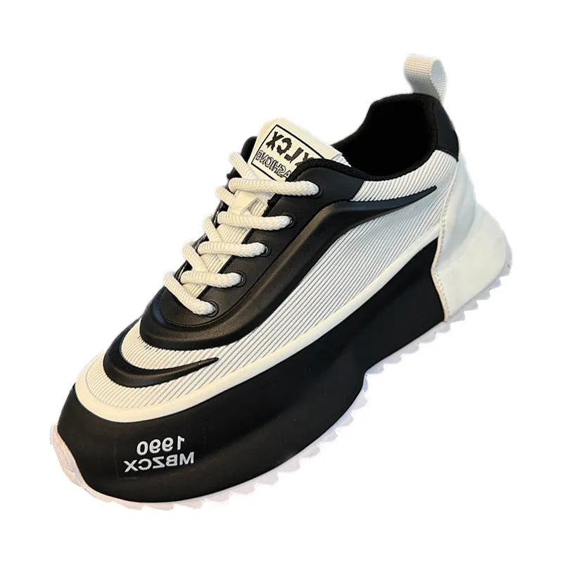 Youth Argan running sneaker with thick sole and mesh upper in white and green colour