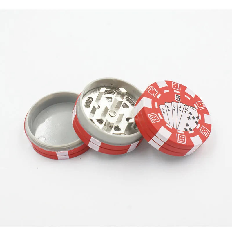 Small Chip Shape Grinder Manual Crushing Smoke Machine with Keychain Function, 4.2x2.6cm, Black Red Green, for Wedding Birthday Festival Housewarming Gift