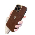 Brown Camellia phone case with frosted finish for iPhone 11 12 X Xs 14