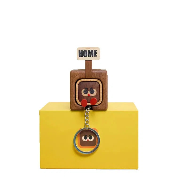 Magnetic wooden keychain fridge magnet, 4.5 x 4.5 x 8cm wood keyring with face design options