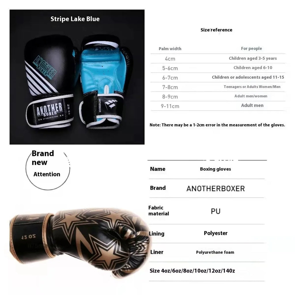 Professional gold children's boxing gloves in vertical style for Sanda training.