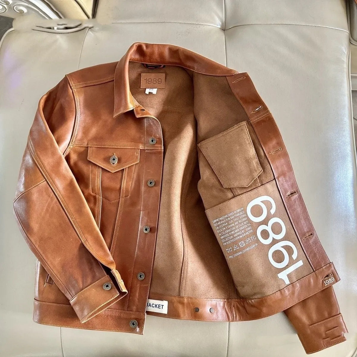 American western cowboy genuine cowhide leather jacket ultra short length black coffee colour for men