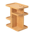 Natural bamboo rotating storage rack with multi-layer grid shelves for home organisation