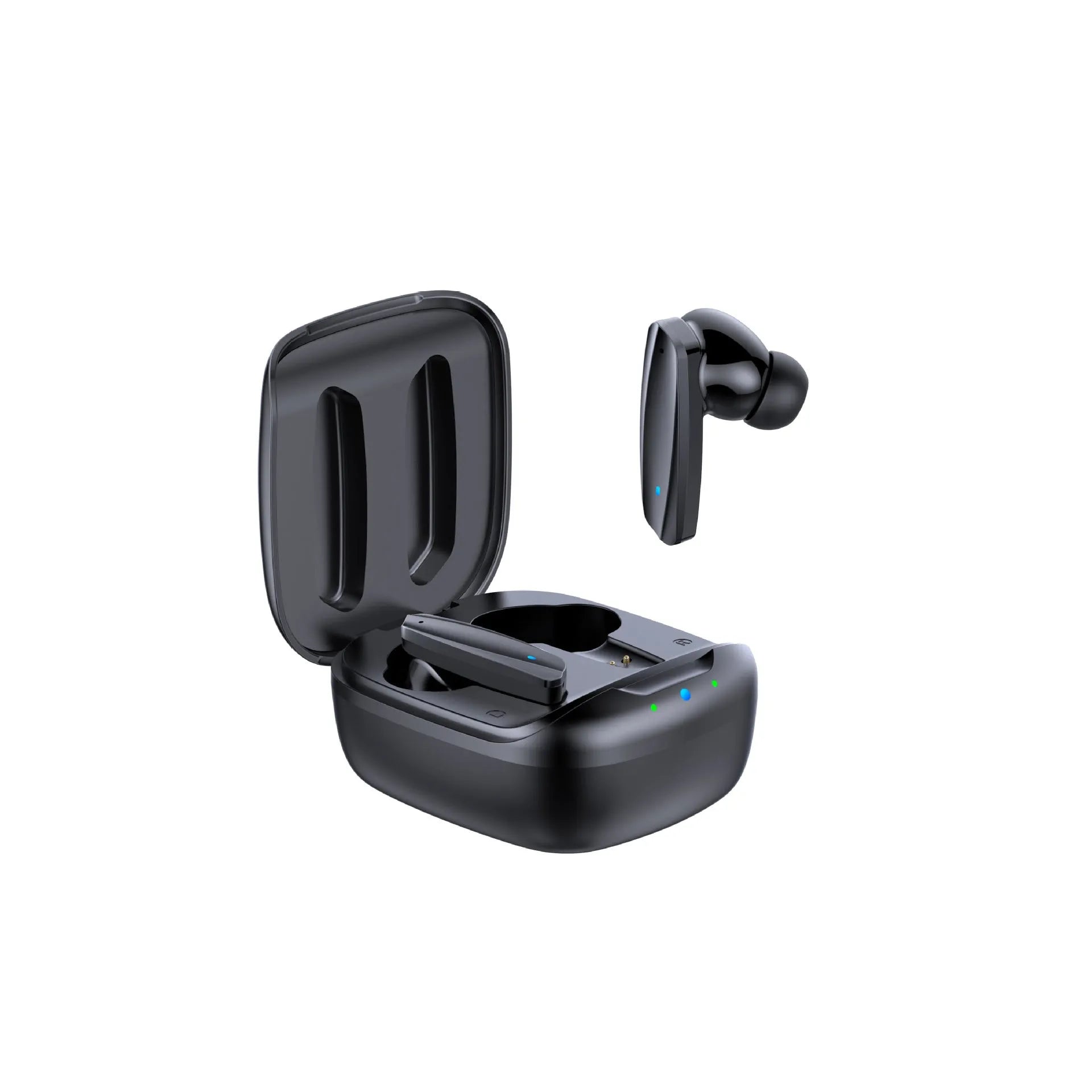 Black and white TWS Bluetooth 5.0 wireless headphones with charging case