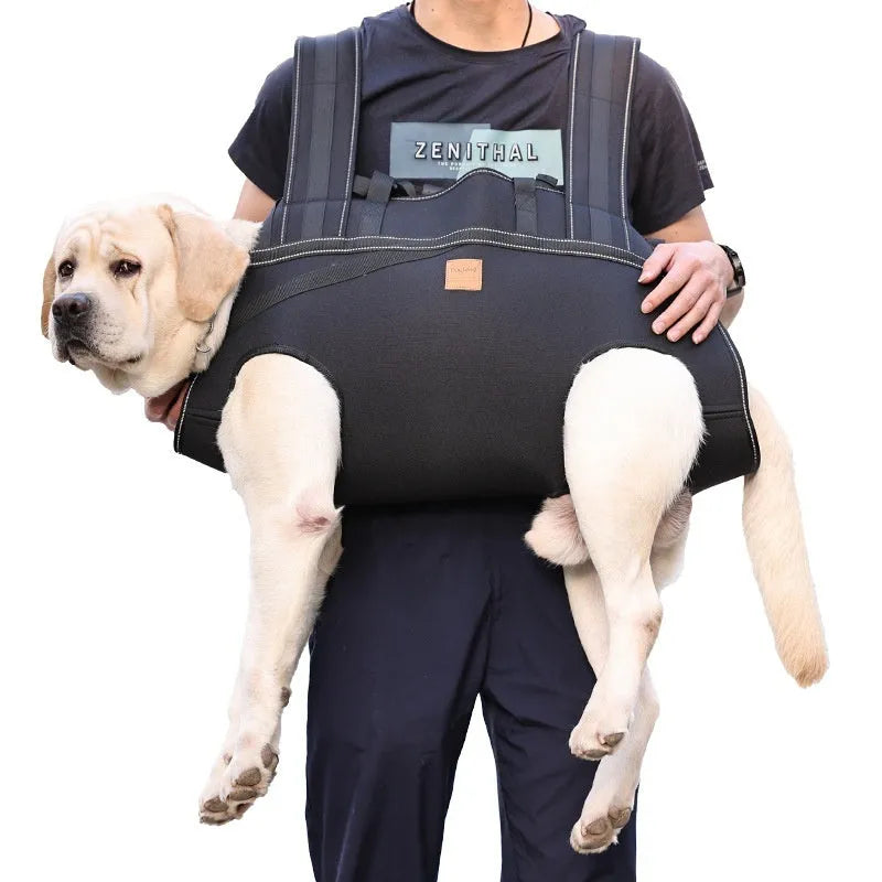Black Oxford cloth dog backpack for medium and large pets in XL size