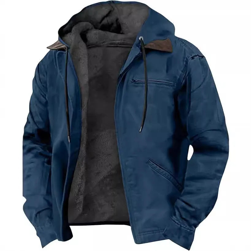 Men's hooded zip cotton-padded jacket with digital print pattern in Type A colour option