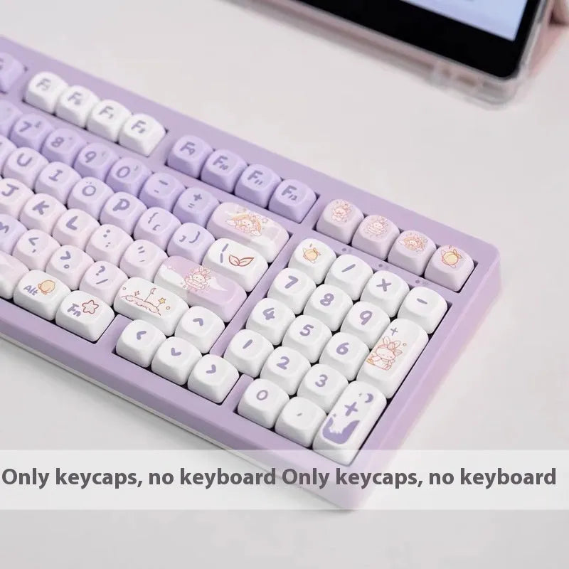 PBT gradient purple rabbit keycap set for mechanical keyboards with sublimation printing