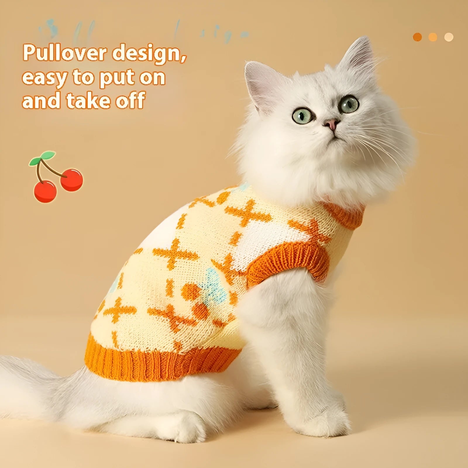 Orange cat sweater for autumn and winter with wind protection in sizes S M L XL