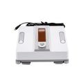 White intelligent window cleaning robot for automated high-rise window washing.