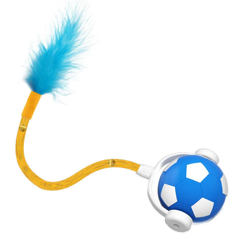 Bite-resistant electric cat teasing self-hi interactive pet jumping ball in blue and white, 7x7x5.2cm