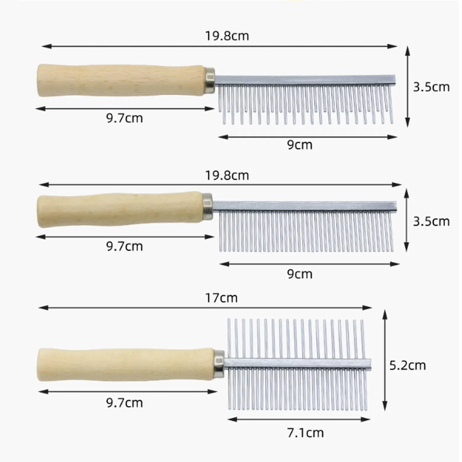 Wooden handle pet grooming comb with round teeth for dogs and cats