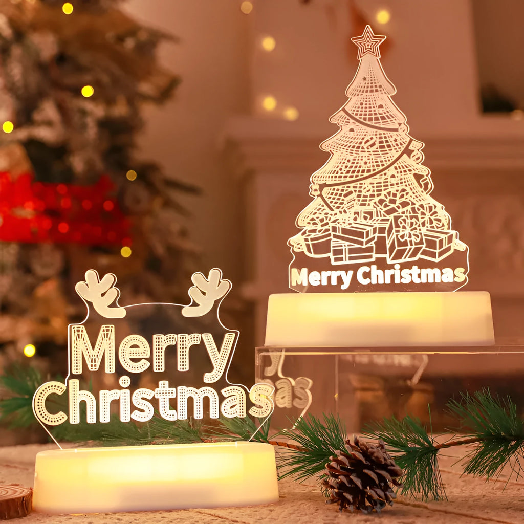 3D acrylic Christmas decoration LED lamp with Chinese style design in multiple festive patterns