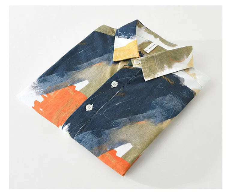 Women's printed colour cotton long sleeve loose cardigan on a hanger.