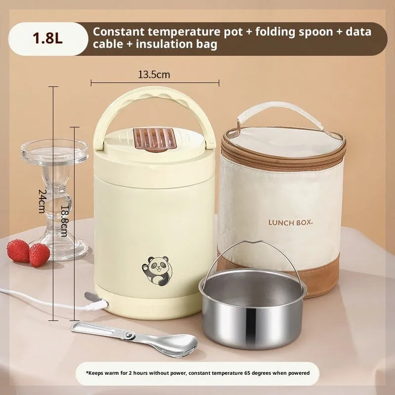 Stainless steel electric heated lunch box with Nordic style design in 1.8L capacity