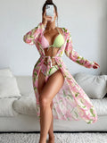 Women's printed bikini set with quick-drying polyester fabric in European and American style