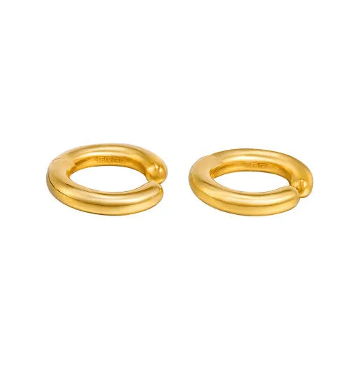 18K gold colour non-pierced ear clips for men hip-hop style one pair
