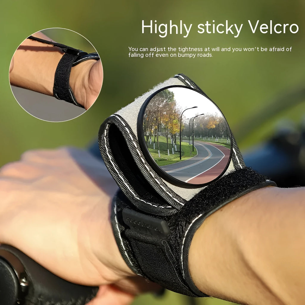 Black nylon bicycle wrist rear-view mirror for cycling safety