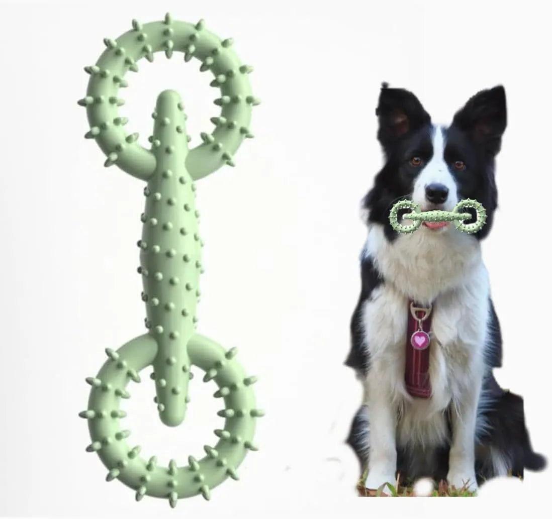 Blue TPR rubber dog chew toy ring for puppy teething, 16cm diameter.