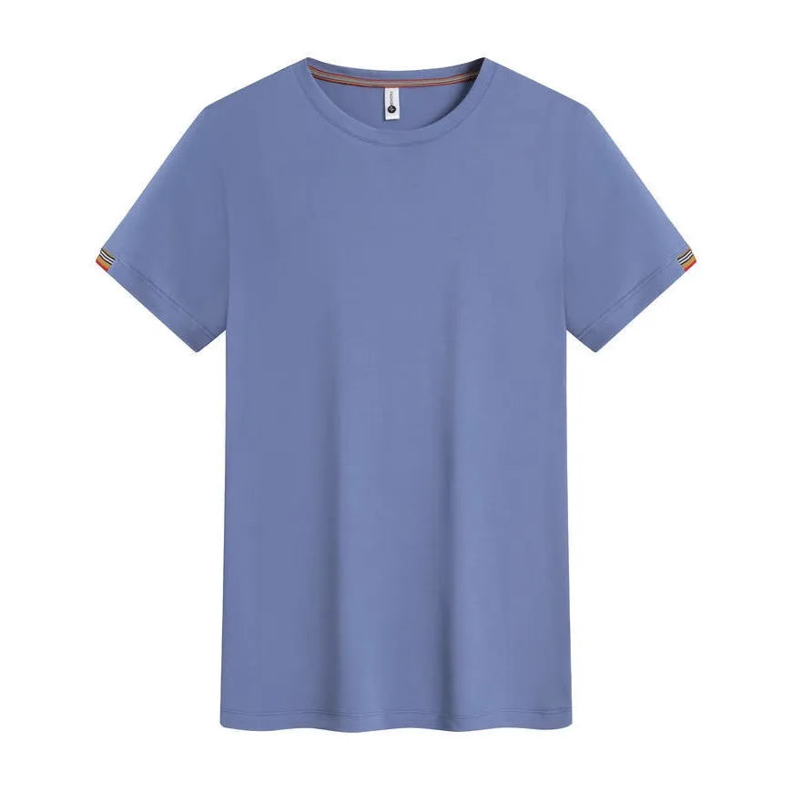 Round neck pullover work top in ice fibre fabric available in multiple colours