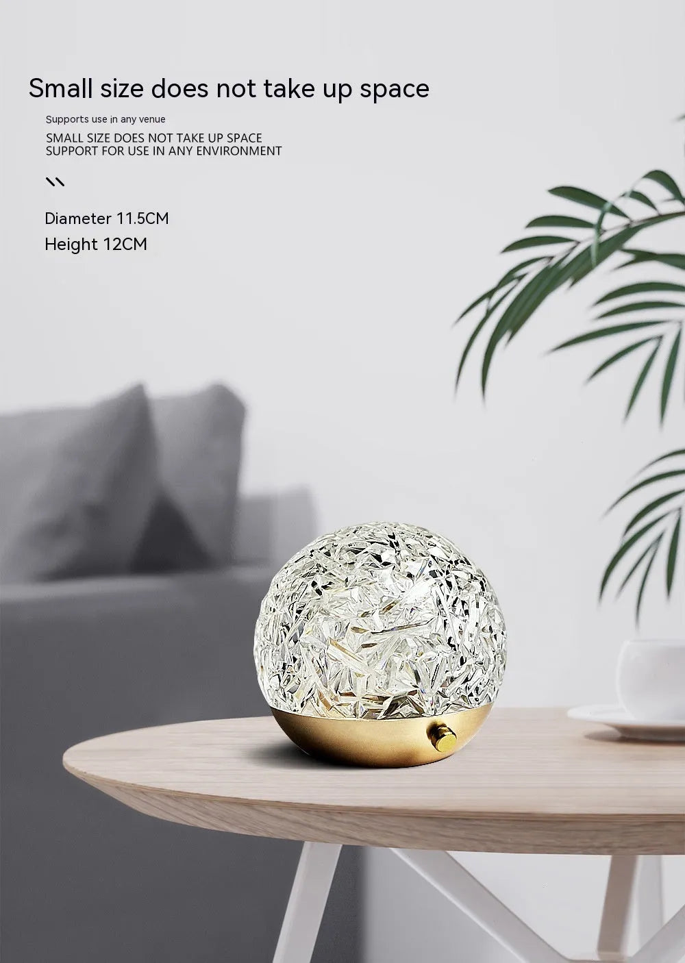 Water ripple projector night light with touch and remote control, acrylic metal USB mood lamp in spherical style