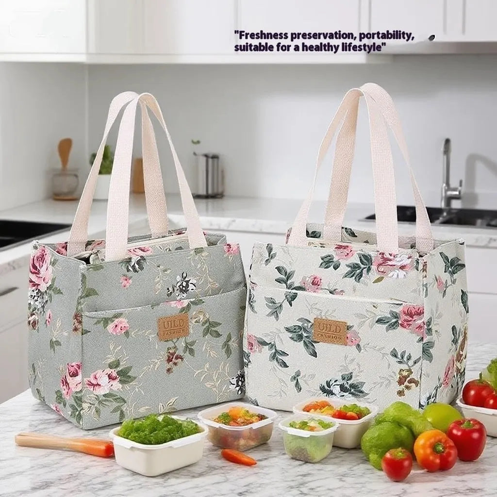 Women's large square canvas tote bag with printed design options of cats, letters, and flowers.
