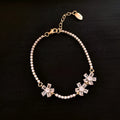 Gold geometric copper bracelet with inlaid zircon detail for women
