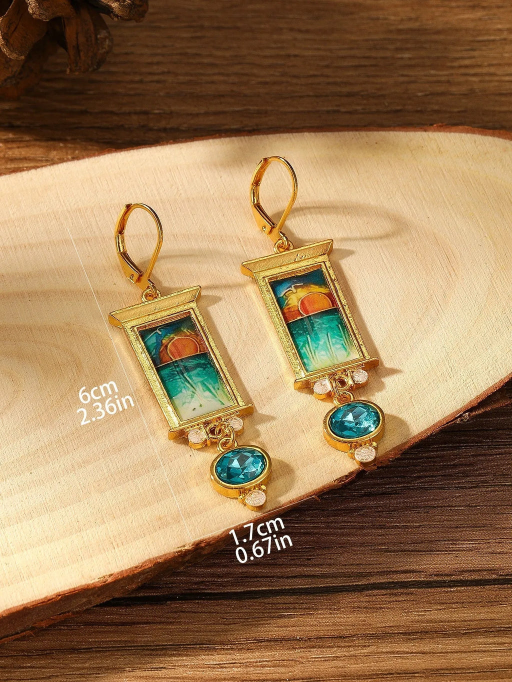 Gold electroplated retro exaggerated drop earrings on alloy base for women