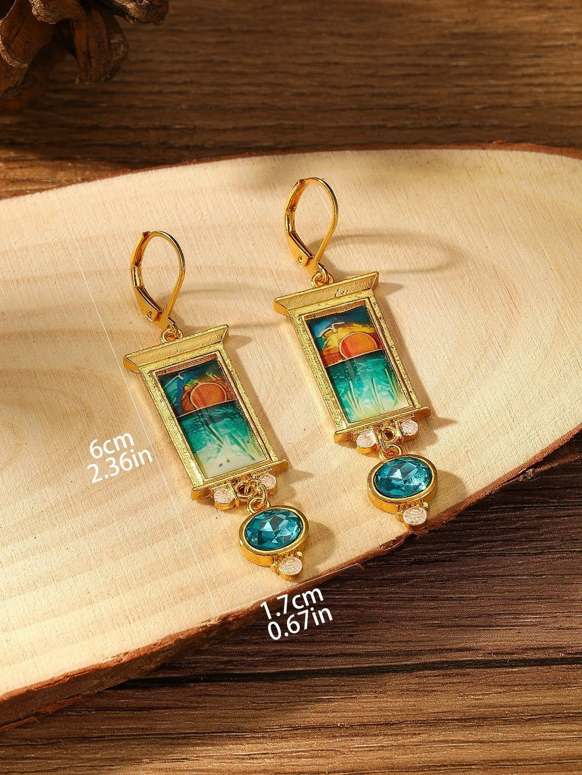 Gold electroplated retro exaggerated drop earrings on alloy base for women