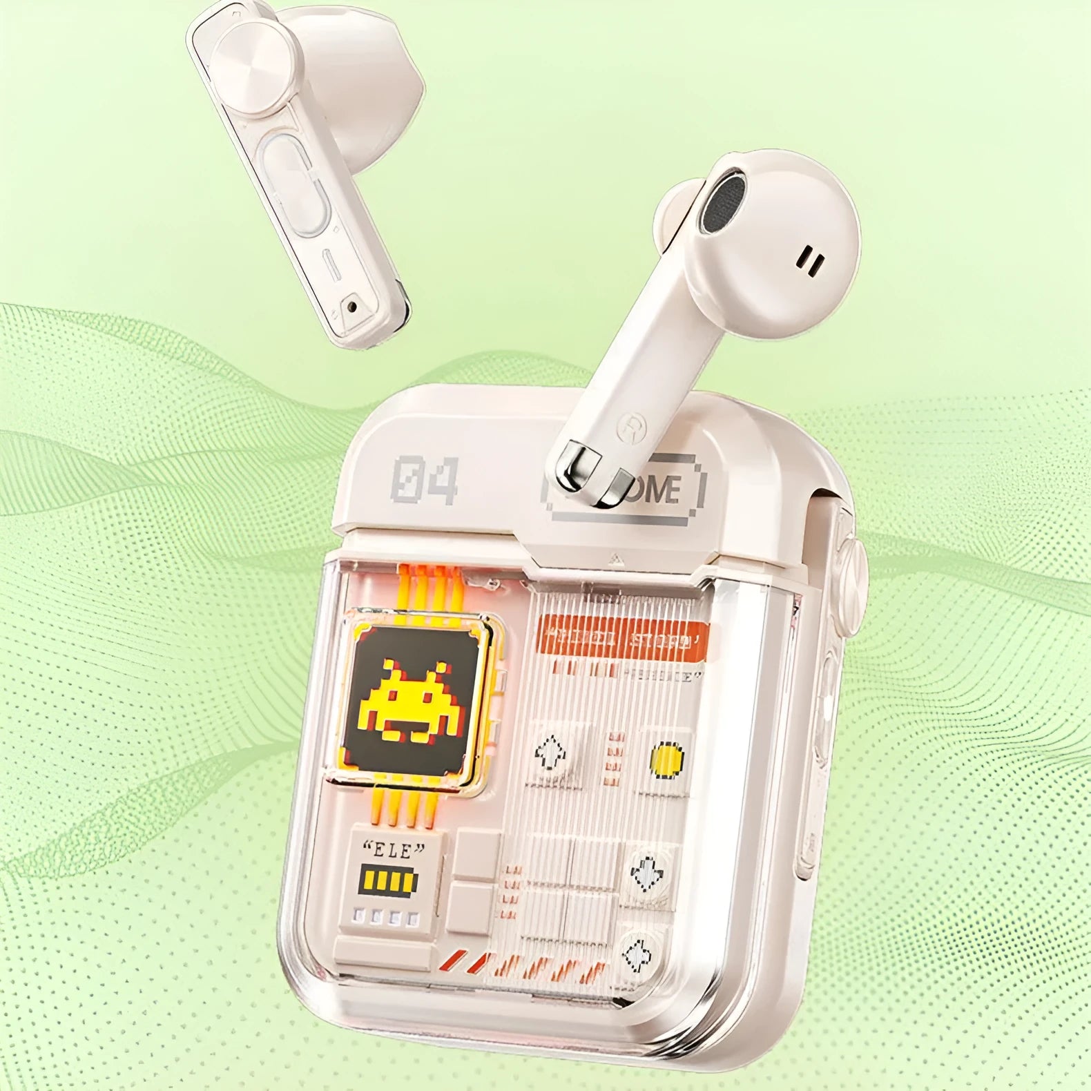 Retro black Bluetooth headset with breathing light and padded ear cups on a white background