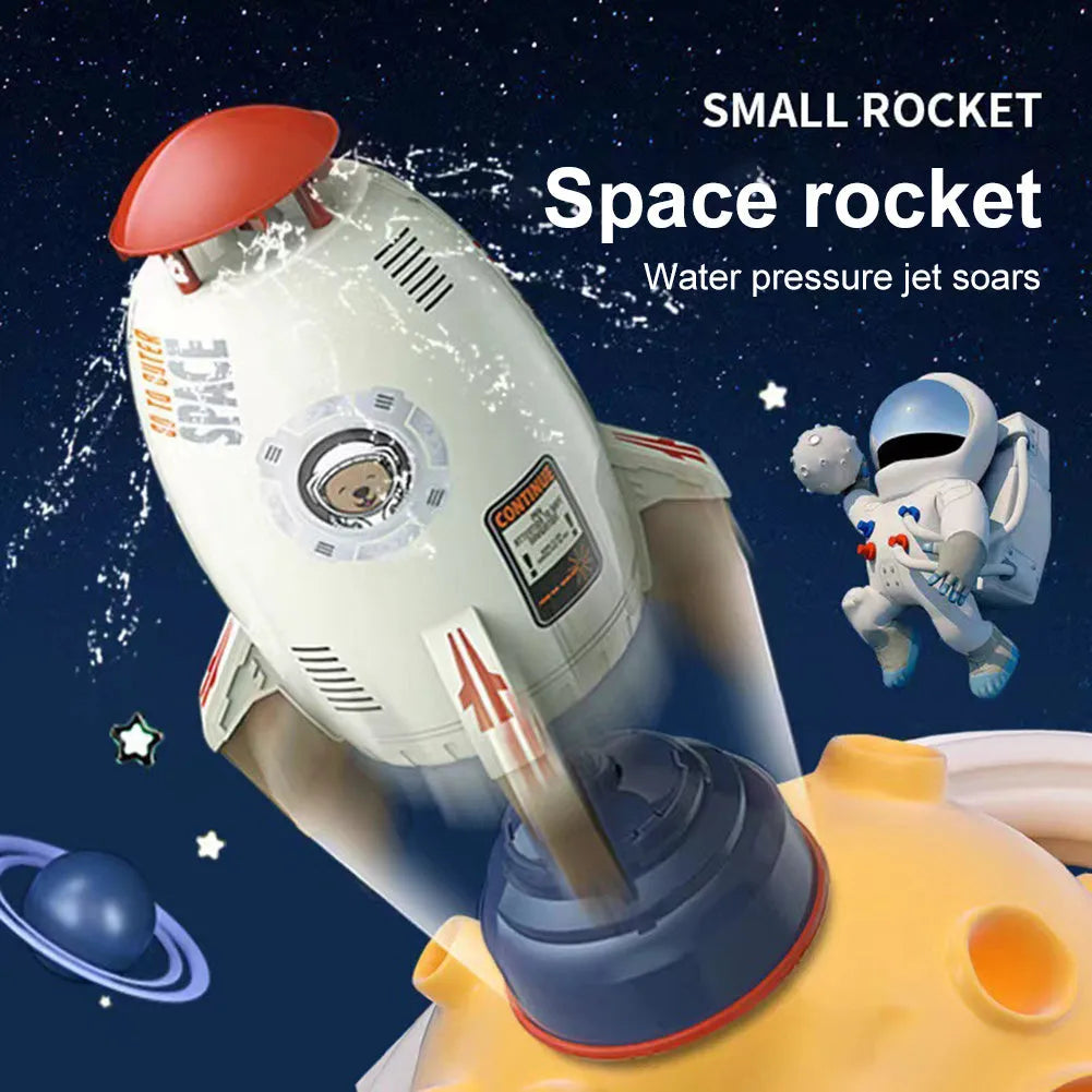 Outdoor water pressure rocket launcher toy with rotating sprinkler for children's garden play