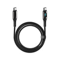 Black woven Type-C to Type-C data cable with digital display and zinc alloy connectors