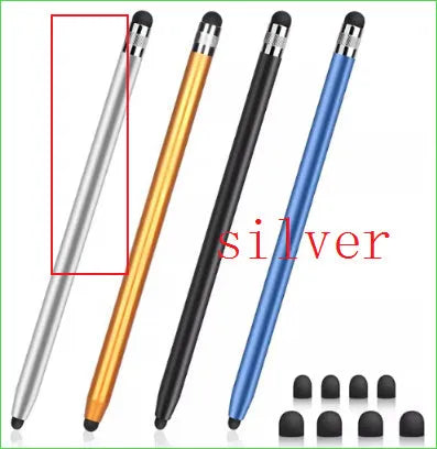 Universal two-in-one metal touch screen pen stylus for mobile phones and tablets in multiple colours