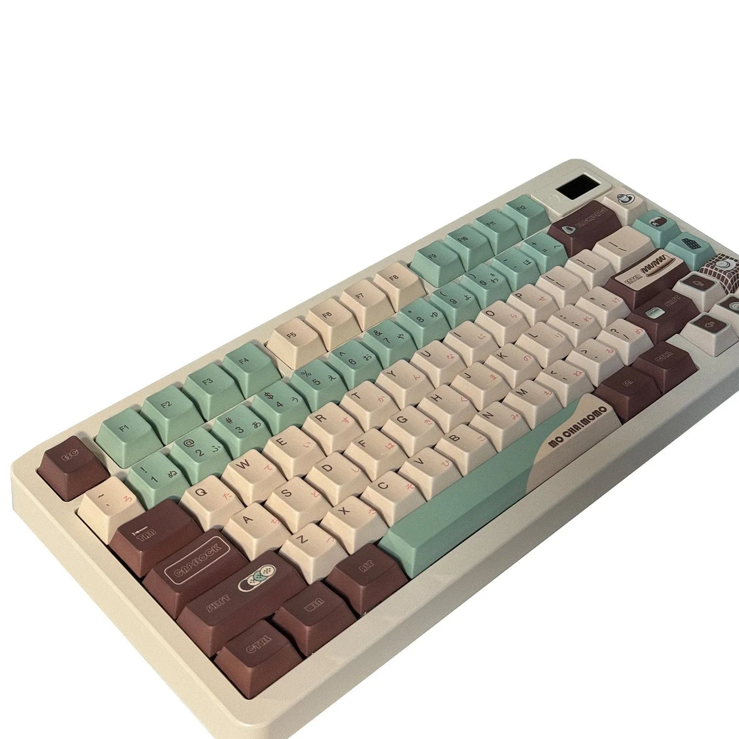 Matcha green mechanical keyboard key caps with cross-shaped satellite shaft design