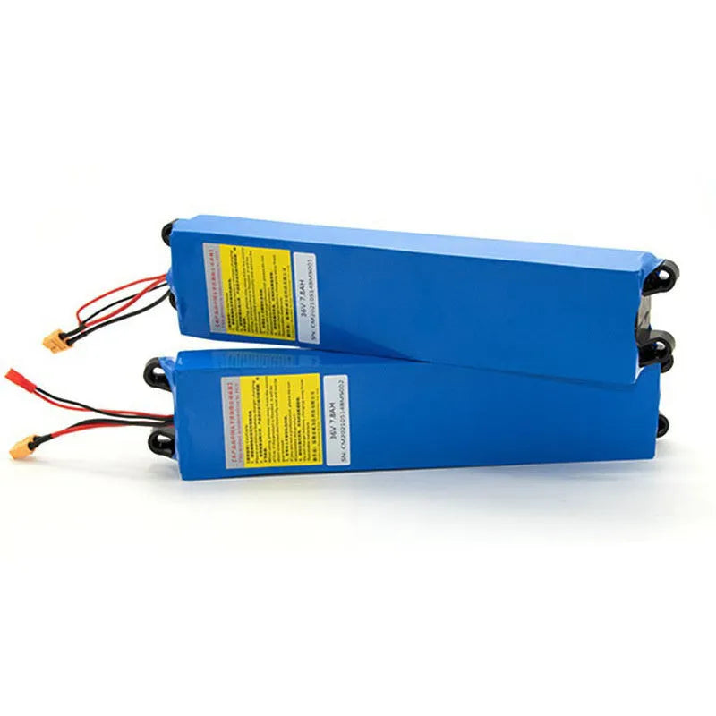36V electric scooter lithium battery pack showing capacity options of 6.6Ah, 7.8Ah, and 10.4Ah