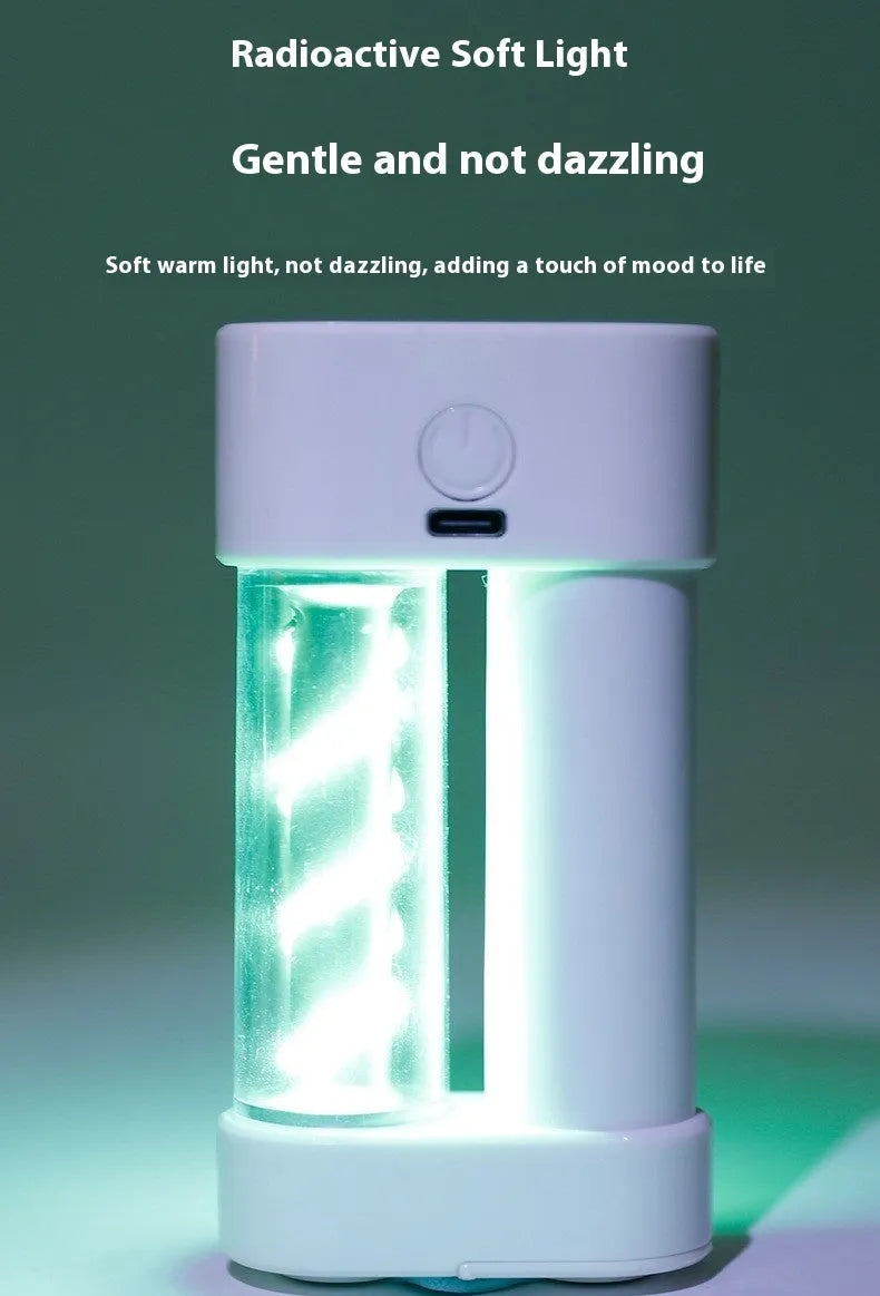 White ABS 5W rechargeable LED hanging camping light with USB cable