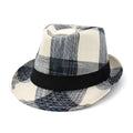 A black and blue polyester sun hat with a wide brim and bell crown for outdoor sun protection.