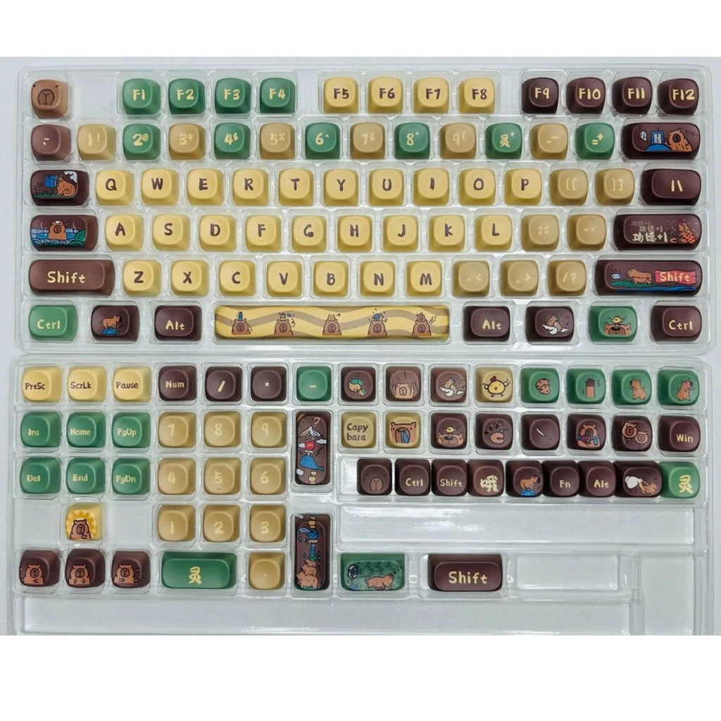 Capabala PBT MOA profile mechanical keyboard keycap set with 130 keys laid out.