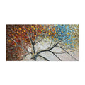 Handpainted palette knife oil painting of a modern abstract fortune tree landscape on canvas